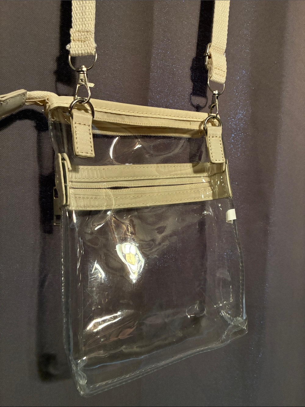 Clear Crossbody Bag with Cream Trim - Unbranded - Picture 3 of 6